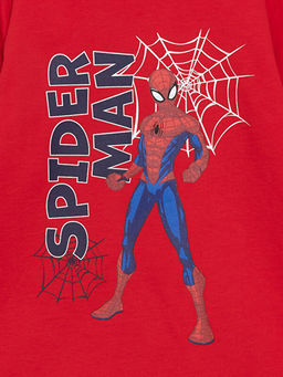 Bisiklet Yaka Spider-Man Bask?l? Erkek ?ocuk Pijama Tak?m?