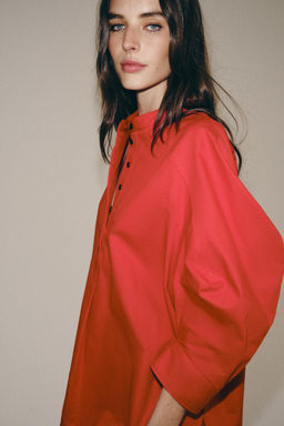 CAMISA MANGA ABULLONADA ZW COLLECTION / Rojo - Zara фото 4