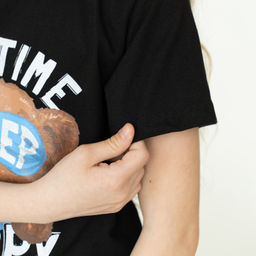 Пижама детская черная клетка спящий мишка