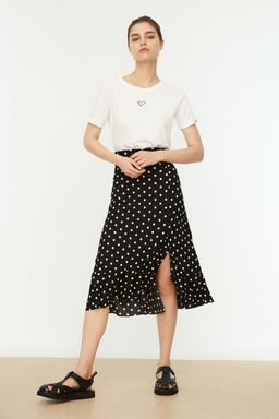 TRENDYOLMILLA K?rm?z? Bask?l? Buzgu Detayl? ve Volanl? Yuksek Bel Esnek Etek TWOSS21ET0029 фото 9