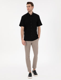 Siyah Comfort Fit Rahat Giyilebilir K_sa Kollu G_mlek