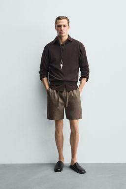 BERMUDA RELAXED FIT 100% LINO / Marr?n / Topo