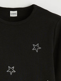 Y?ld?z Desenli K?z ?ocuk Uzun Kollu Ti??rt