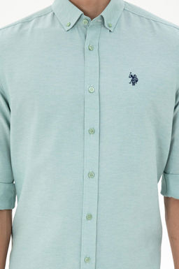 Мужская мятная базовая рубашка с длинным рукавом - U.s. polo assn фото 6