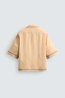 CAMISA BOXY FIT JACQUARD BORDADOS / Arena - Zara фото 8