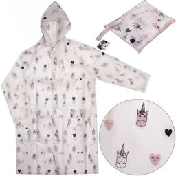 Дождевик-плащ "Единороги" с капюшоном и завязками, на кнопках 120 Мкрн 115*65см р-р M ДоброСад