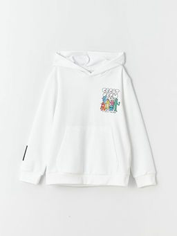 Bask?l? Uzun Kollu Erkek ?ocuk Hoodie - Waikiki фото 3