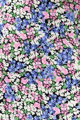 Ac?k Mavi Y?rtmac Detayl? Viskon Kumasl? Cicek Desenli Midi Dokuma Etek TWOSS20ET0230