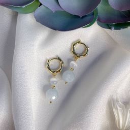 Серьги двойные из Аквамарина и Селенита