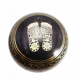 Чаша поющая с золотыми символами Лотос 5 металлов от 600гр до 800гр h-7cм d-12см