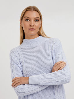 водолазка женская из хлопка с воротником стойкой и с объемным узором - Glenfield фото 5