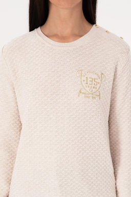 Kad_n Krem Melanj Bisiklet Yaka Kazak - U.s. polo assn фото 6