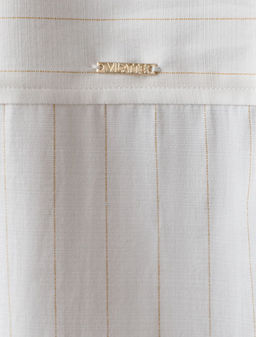 Блузка свободного силуэта в тонкую полоску из хлопка с добавлением льна - Vilatte фото 4