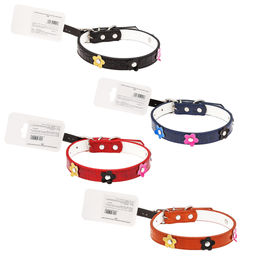 Пэт тойс (Pet toys) Ошейник для собаки Цветы 1,9х45см, металлическая застежка, под кожу, с декором, на картоне, цвета в ассортименте: красный, синий, черный, коричневый (Китай)  фото 3