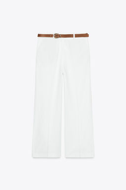 LINEN BLEND CULOTTES WITH BELT - Zara фото 6