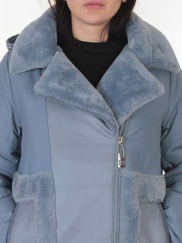 8088 GRAY/LT. BLUE Куртка зимняя женская (верблюжья шерсть, 120 гр. холлофайбер)