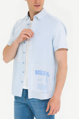 U. S. Polo Assn / Мужская синяя рубашка с коротким рукавом - U.s. polo assn фото 6