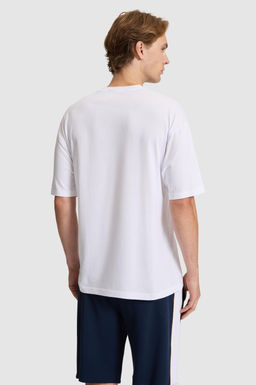 Erkek Beyaz Comfort Fit Bisiklet Yaka Ti__rt