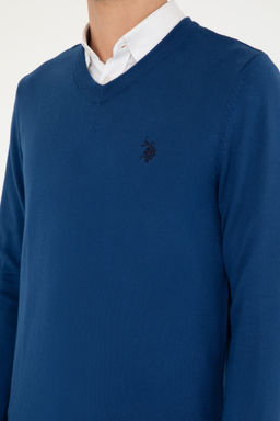 Свитер мужской U.S. Polo Assn цвета индиго хлопок  фото 14