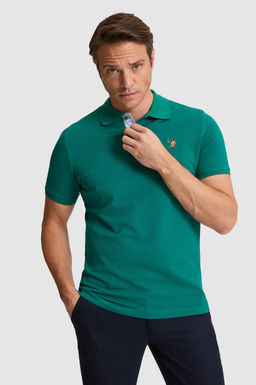 Erkek Koyu Ye_il Regular Fit Polo Yaka Basic Ti__rt
