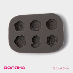 Молд Доляна Розочки, силикон, 6,5?4,5?0,9 см, цвет серый
