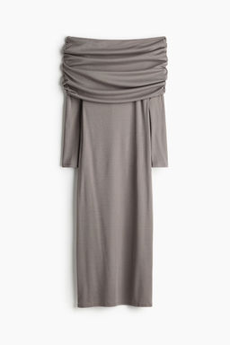 Vestido off-the-shoulder con escote vuelto - H&m фото 5
