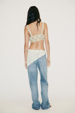 TRF WIDE-LEG MID-WAIST SCARF JEANS - Zara фото 5