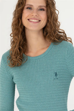 U. S. Polo Assn Женский мятный базовый свитер с круглым вырезом - U.s. polo assn фото 9