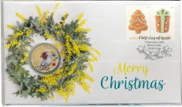 1 доллар 2021 года Австралия Счастливого Рождества (в конверте с маркой)