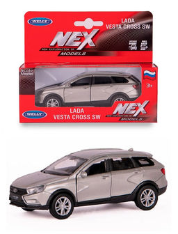 Welly. Машинка 1:38 "LADA Vesta SW Cross" пруж. мех., серебряный арт.43763W-S