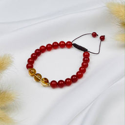 Браслет регулируемый мужской из Сердолика и Цитрина "Свадхистана" от 19 см