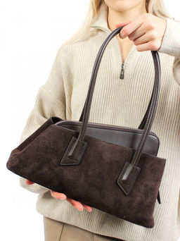 LACCOMA сумка L6006-F-коричневый натуральная замша хлопок  фото 7