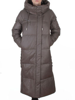 8310 GRAY/BROWN Пальто зимнее женское (200 гр. холлофайбер)