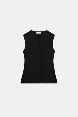 TOP CHALECO BOTONES / Negro