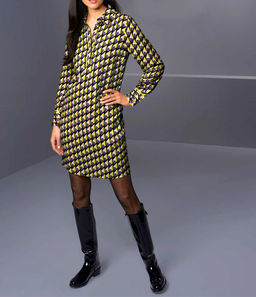 Платье, черно-лилово-лимонное