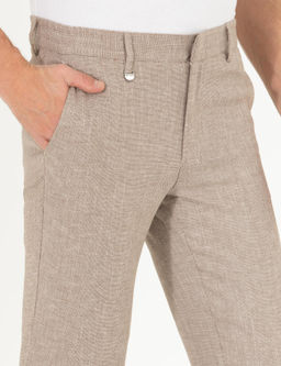 A__k Kahverengi Keten Kar___ml_ Jogger Kuma_ Pantolon - Pierre cardin фото 5