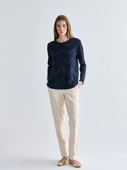 Bisiklet Yaka Desenli Kad?n Triko Kazak