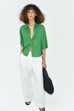 Camisa oversize en mezcla de lino - H&m фото 7