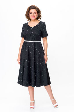 Платье Swallow 719.1 черный+белый горох