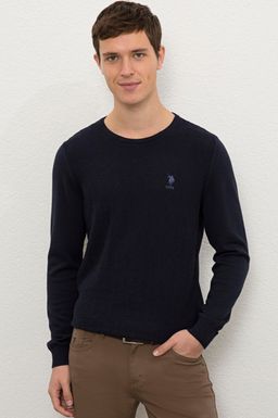U. S. Polo Assn / Мужской темно-синий трикотажный свитер с круглым вырезом