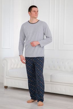 Пижама мужская из футболки с длинным рукавом и брюк из кулирки Генри антрацит макси - Амадэль фото 17