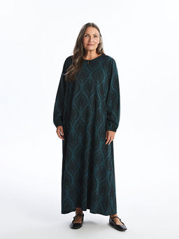 Bisiklet Yaka Desenli A Kesim Elbise