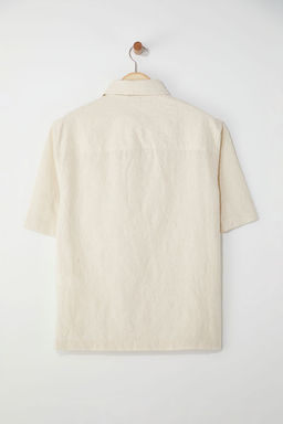 Bej Regular Fit Islemeli Nak?sl? Yazl?k Erkek Gomlek TMNSS25GO00081 - Trendyolmilla фото 4