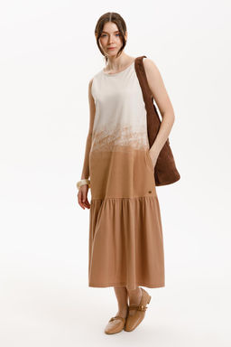 ЕВТ 5081/светлый беж,охра коричневая платье жен