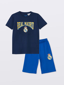 Bisiklet Yaka Real Madrid Bask?l? Erkek ?ocuk ?ortlu Pijama Tak?m?