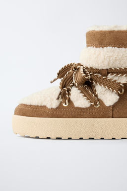 COMBINED FAUX SHEARLING ANKLE BOOTS - Zara фото 15