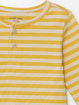 Bisiklet Yaka Uzun Kollu ?izgili Erkek Bebek Pijama Tak?m?