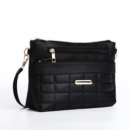 Сумка женская кросс-боди на молнии, 24×6×17 см, чёрная