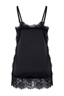 Siyah Dantel Garnili Rahat Kesim Saten Party Bluz TPRSS26BZ00036