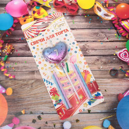 Цена за 2 шт. Свечи для торта Цифра Воздушное сердце "7" (свечи 8 см, сердце 5*13 см)